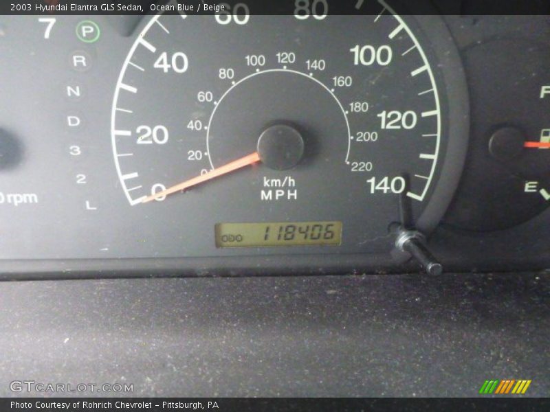 Ocean Blue / Beige 2003 Hyundai Elantra GLS Sedan