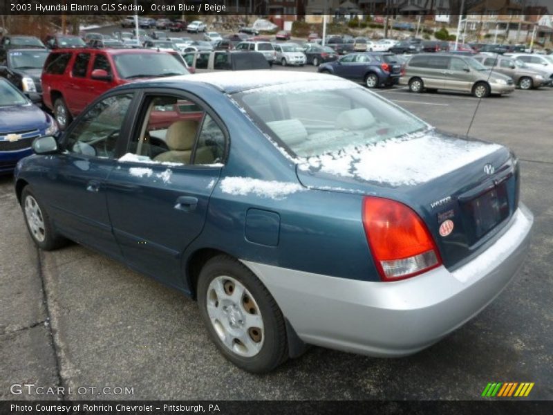 Ocean Blue / Beige 2003 Hyundai Elantra GLS Sedan