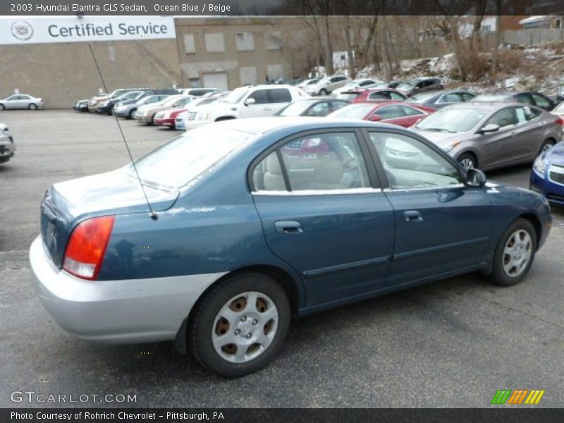 Ocean Blue / Beige 2003 Hyundai Elantra GLS Sedan