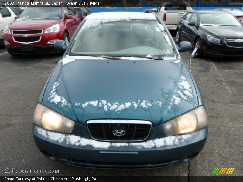 Ocean Blue / Beige 2003 Hyundai Elantra GLS Sedan