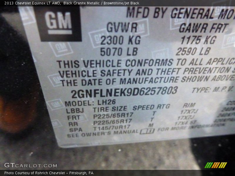 Black Granite Metallic / Brownstone/Jet Black 2013 Chevrolet Equinox LT AWD