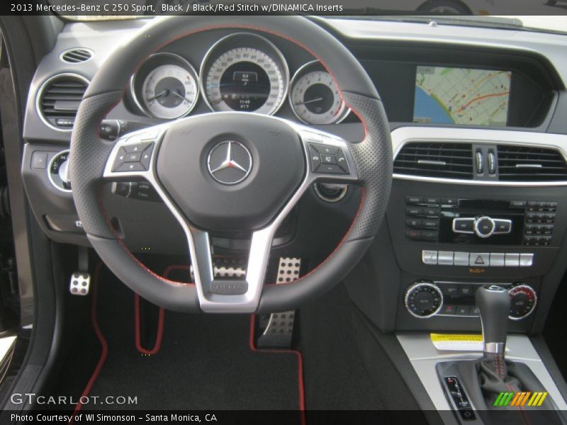 Black / Black/Red Stitch w/DINAMICA Inserts 2013 Mercedes-Benz C 250 Sport