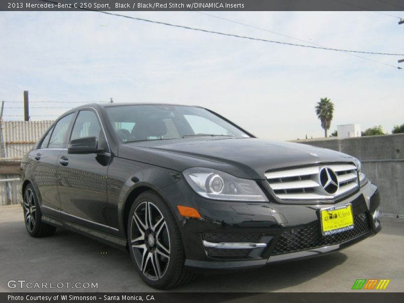 Black / Black/Red Stitch w/DINAMICA Inserts 2013 Mercedes-Benz C 250 Sport