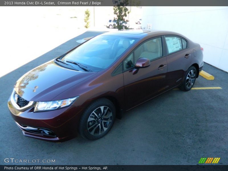 Crimson Red Pearl / Beige 2013 Honda Civic EX-L Sedan