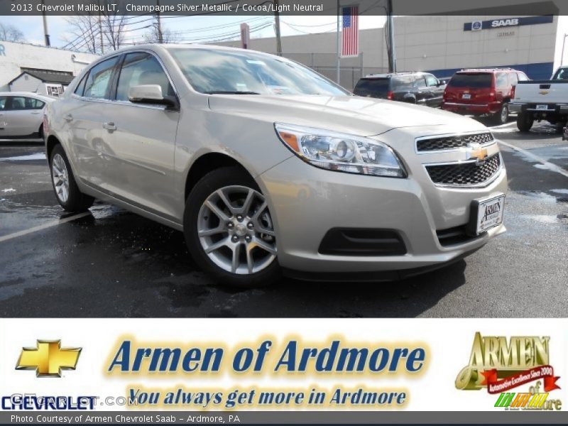 Champagne Silver Metallic / Cocoa/Light Neutral 2013 Chevrolet Malibu LT