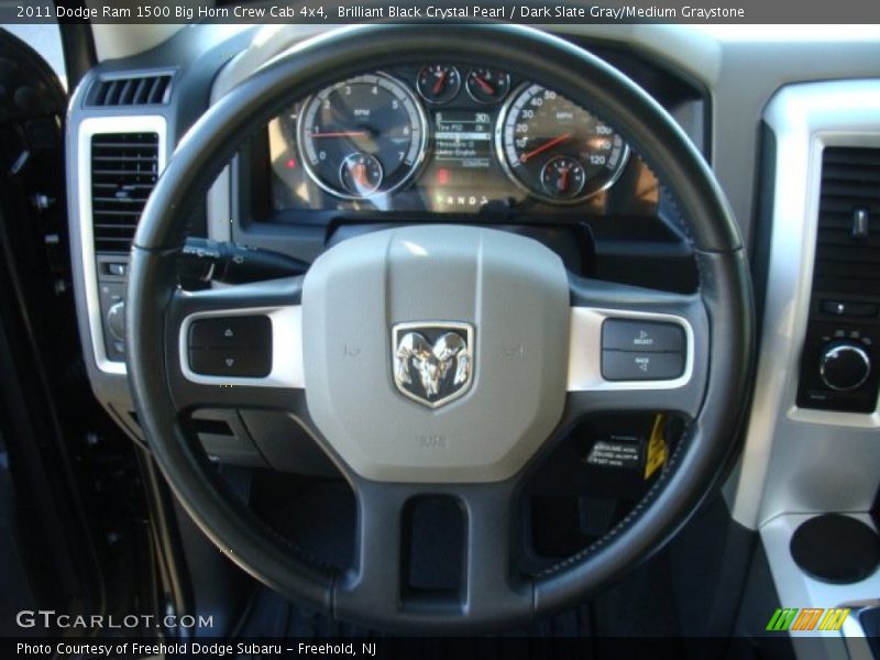 Brilliant Black Crystal Pearl / Dark Slate Gray/Medium Graystone 2011 Dodge Ram 1500 Big Horn Crew Cab 4x4