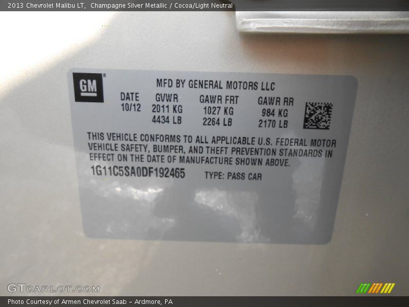 Champagne Silver Metallic / Cocoa/Light Neutral 2013 Chevrolet Malibu LT