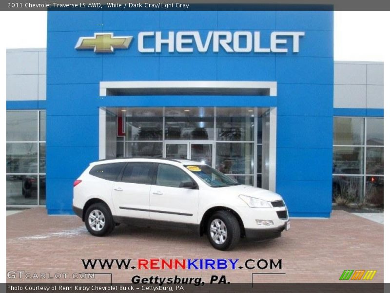 White / Dark Gray/Light Gray 2011 Chevrolet Traverse LS AWD