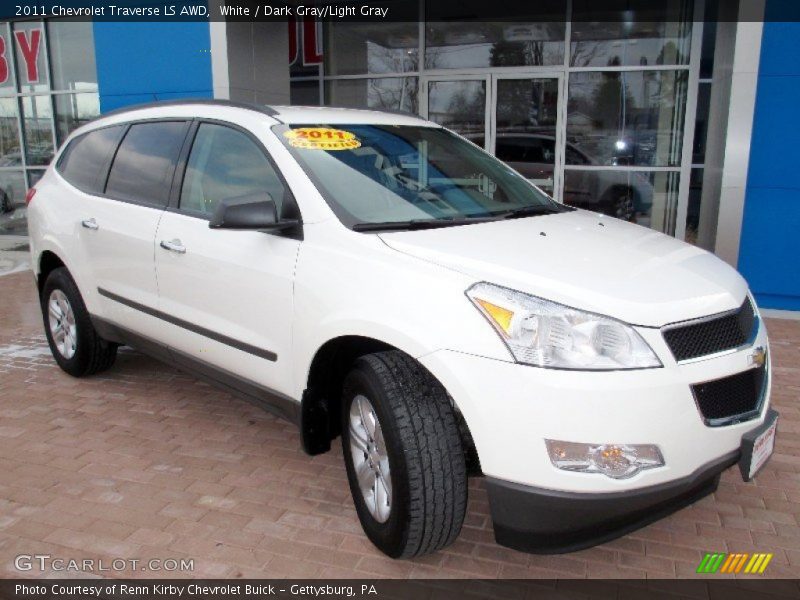 White / Dark Gray/Light Gray 2011 Chevrolet Traverse LS AWD