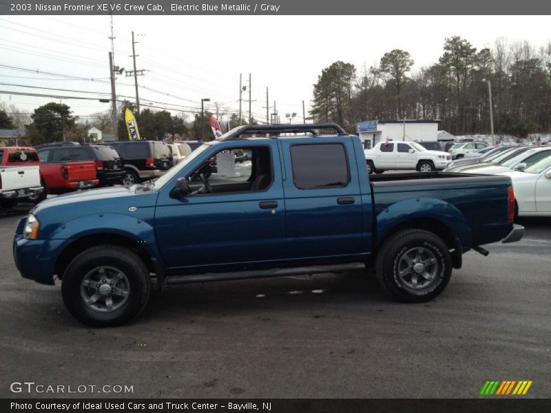 Electric Blue Metallic / Gray 2003 Nissan Frontier XE V6 Crew Cab