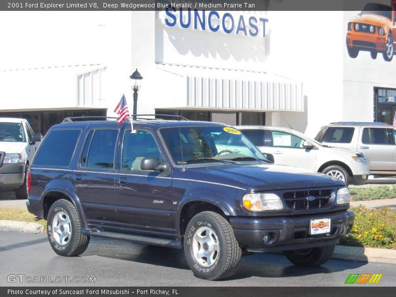 Deep Wedgewood Blue Metallic / Medium Prairie Tan 2001 Ford Explorer Limited V8