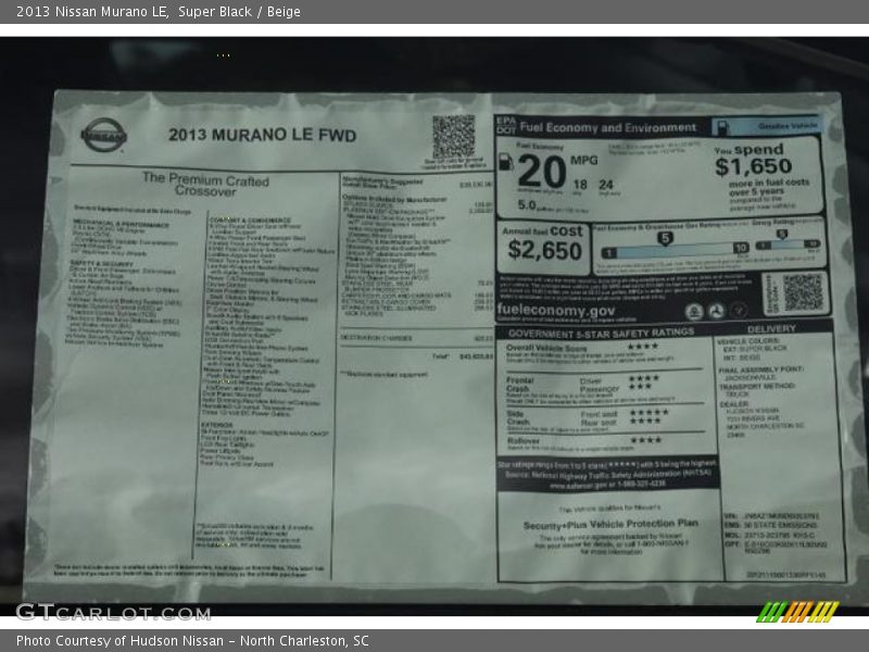 Super Black / Beige 2013 Nissan Murano LE
