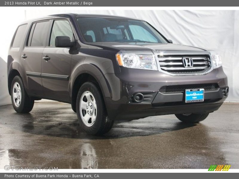 Dark Amber Metallic / Beige 2013 Honda Pilot LX
