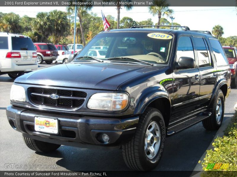Deep Wedgewood Blue Metallic / Medium Prairie Tan 2001 Ford Explorer Limited V8