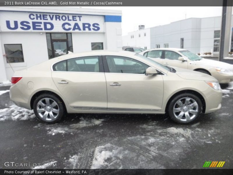 Gold Mist Metallic / Cocoa/Cashmere 2011 Buick LaCrosse CXL AWD