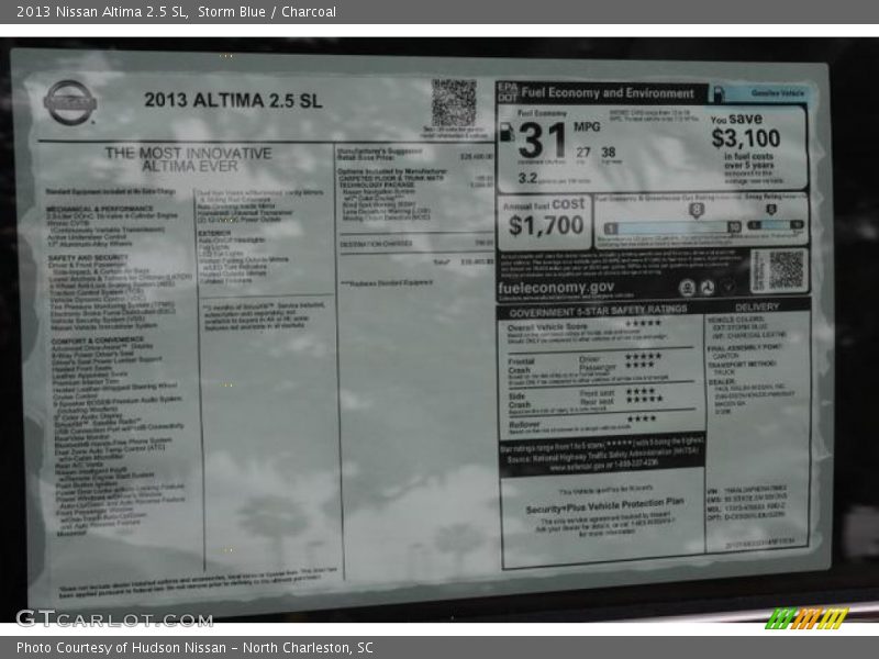 Storm Blue / Charcoal 2013 Nissan Altima 2.5 SL