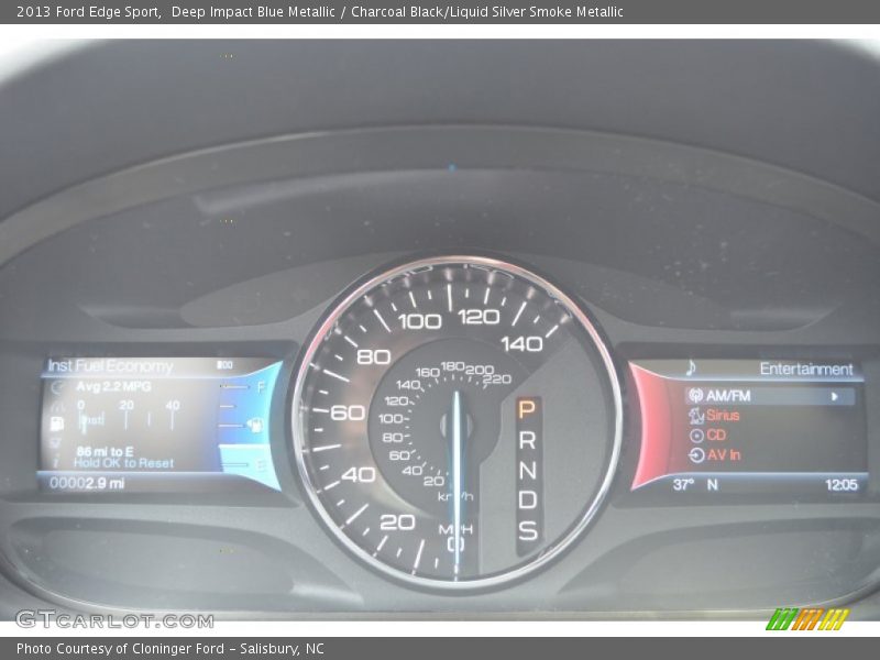 Deep Impact Blue Metallic / Charcoal Black/Liquid Silver Smoke Metallic 2013 Ford Edge Sport