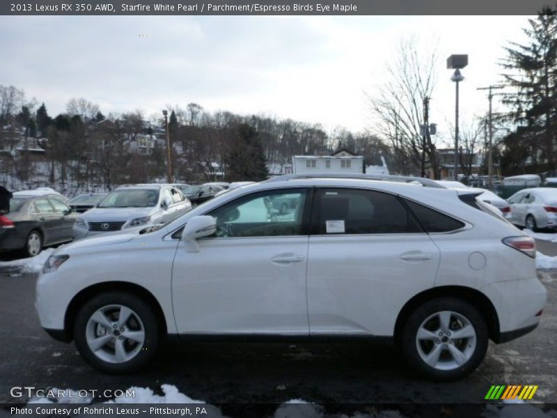 Starfire White Pearl / Parchment/Espresso Birds Eye Maple 2013 Lexus RX 350 AWD