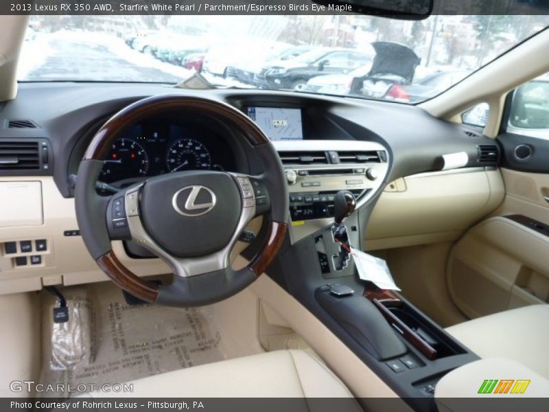 Starfire White Pearl / Parchment/Espresso Birds Eye Maple 2013 Lexus RX 350 AWD