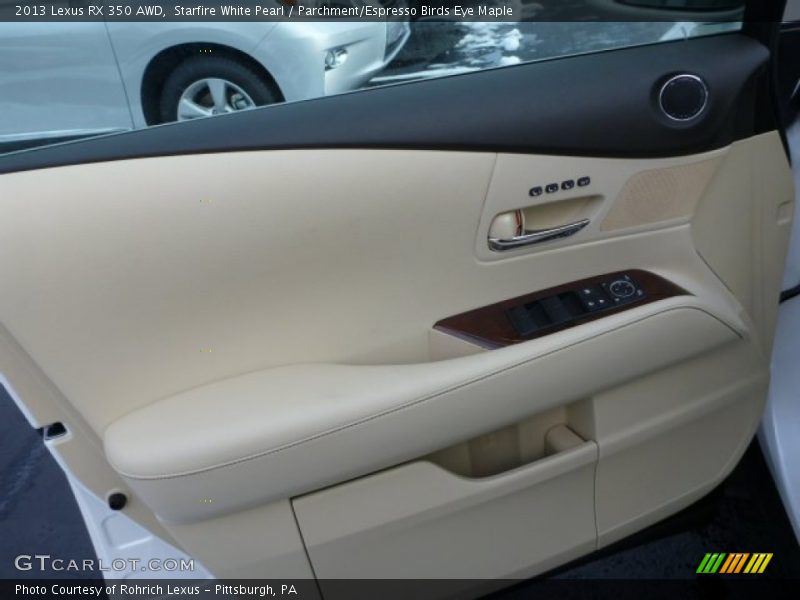 Starfire White Pearl / Parchment/Espresso Birds Eye Maple 2013 Lexus RX 350 AWD