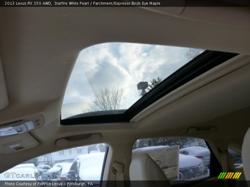 Starfire White Pearl / Parchment/Espresso Birds Eye Maple 2013 Lexus RX 350 AWD