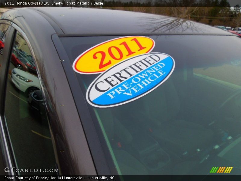 Smoky Topaz Metallic / Beige 2011 Honda Odyssey EX