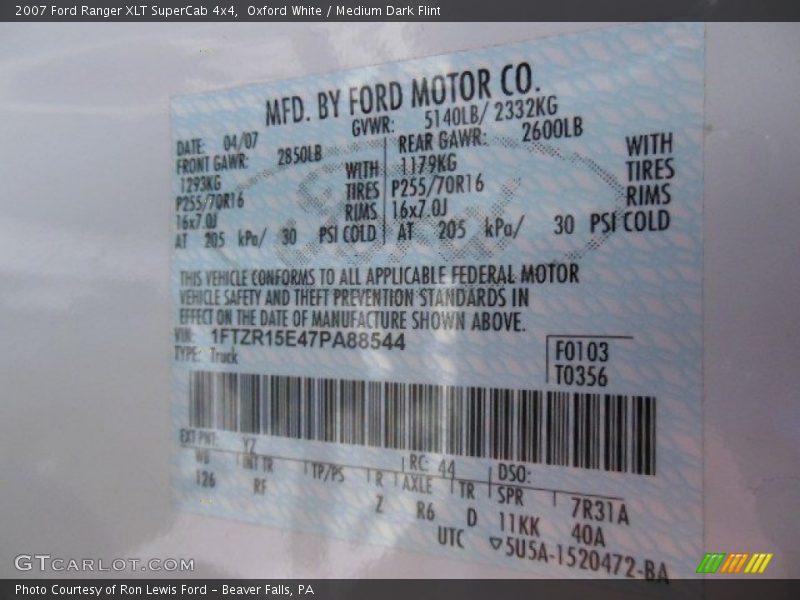 Oxford White / Medium Dark Flint 2007 Ford Ranger XLT SuperCab 4x4