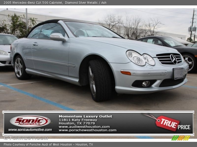 Diamond Silver Metallic / Ash 2005 Mercedes-Benz CLK 500 Cabriolet