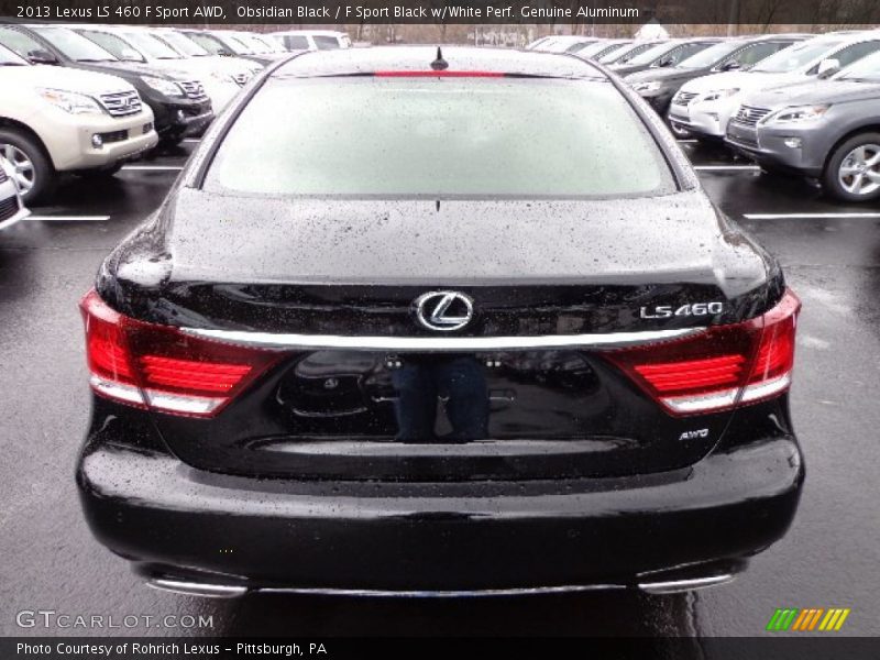 Obsidian Black / F Sport Black w/White Perf. Genuine Aluminum 2013 Lexus LS 460 F Sport AWD
