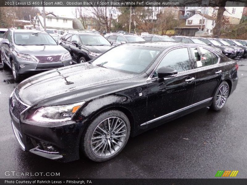 Obsidian Black / F Sport Black w/White Perf. Genuine Aluminum 2013 Lexus LS 460 F Sport AWD