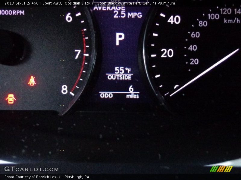 Obsidian Black / F Sport Black w/White Perf. Genuine Aluminum 2013 Lexus LS 460 F Sport AWD