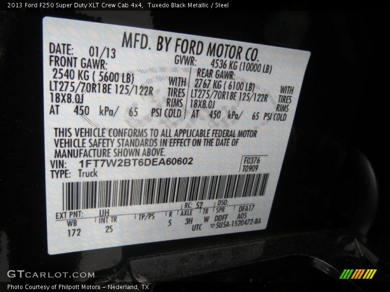 Tuxedo Black Metallic / Steel 2013 Ford F250 Super Duty XLT Crew Cab 4x4