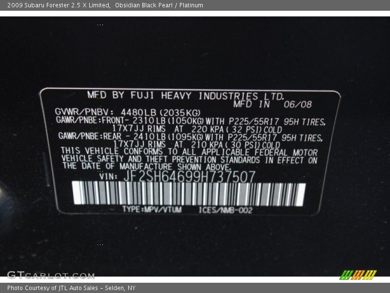 Obsidian Black Pearl / Platinum 2009 Subaru Forester 2.5 X Limited