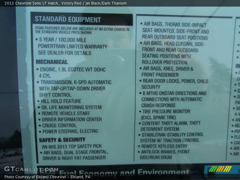 Victory Red / Jet Black/Dark Titanium 2013 Chevrolet Sonic LT Hatch