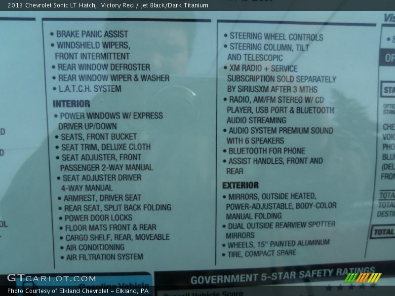 Victory Red / Jet Black/Dark Titanium 2013 Chevrolet Sonic LT Hatch