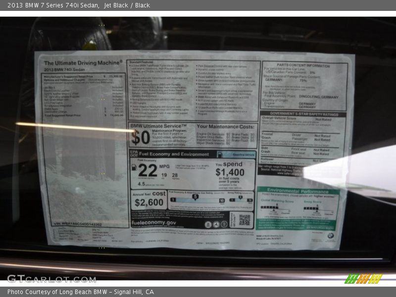 Jet Black / Black 2013 BMW 7 Series 740i Sedan