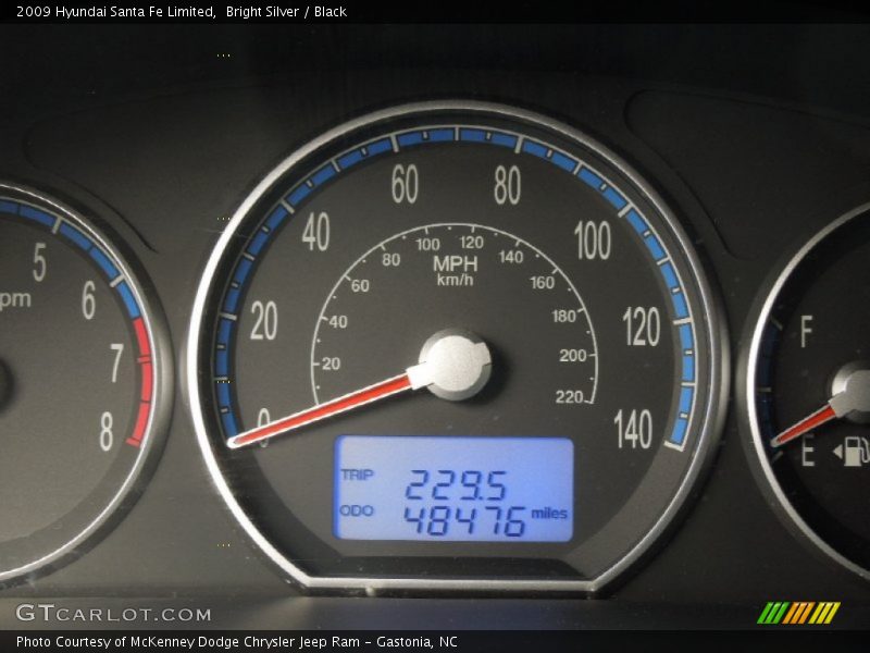 Bright Silver / Black 2009 Hyundai Santa Fe Limited