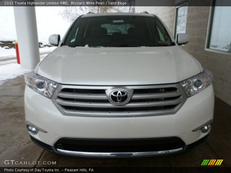Blizzard White Pearl / Sand Beige 2013 Toyota Highlander Limited 4WD