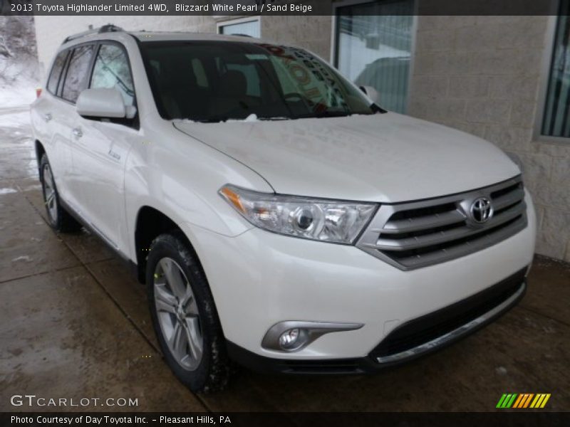 Blizzard White Pearl / Sand Beige 2013 Toyota Highlander Limited 4WD