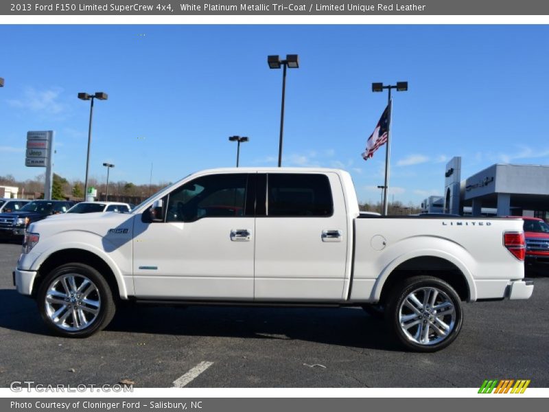 White Platinum Metallic Tri-Coat / Limited Unique Red Leather 2013 Ford F150 Limited SuperCrew 4x4