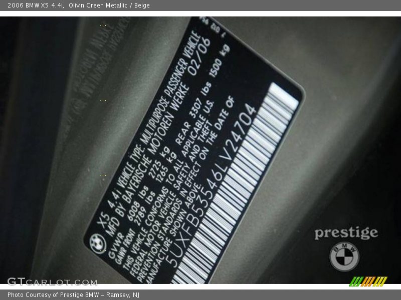 Olivin Green Metallic / Beige 2006 BMW X5 4.4i