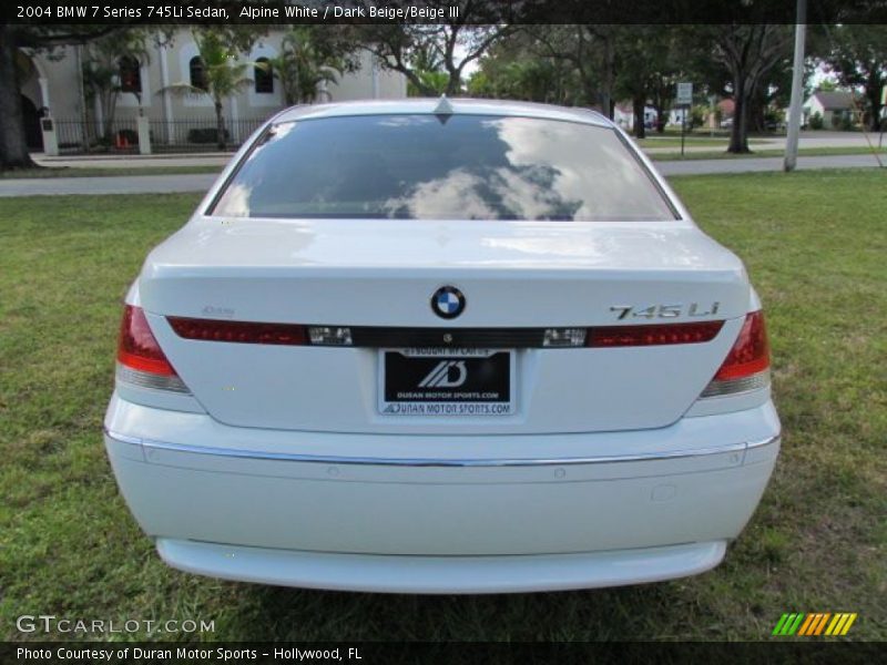 Alpine White / Dark Beige/Beige III 2004 BMW 7 Series 745Li Sedan