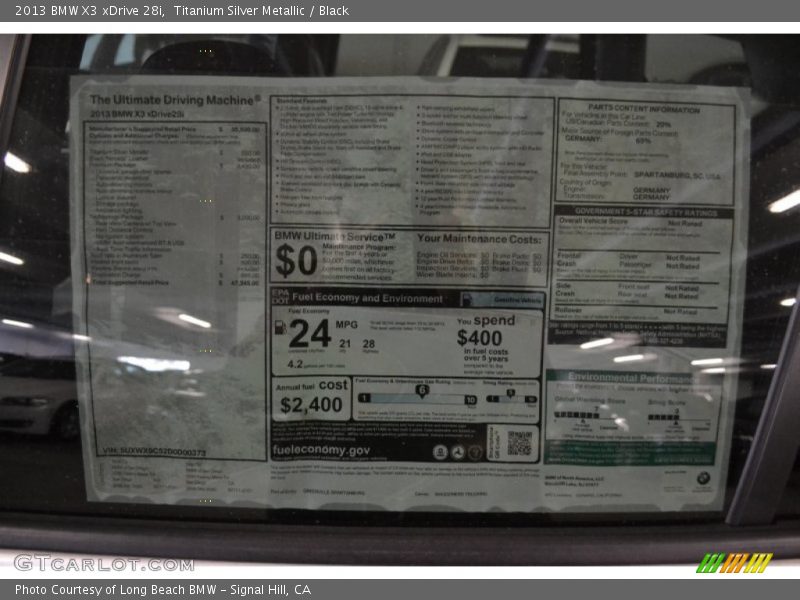Titanium Silver Metallic / Black 2013 BMW X3 xDrive 28i