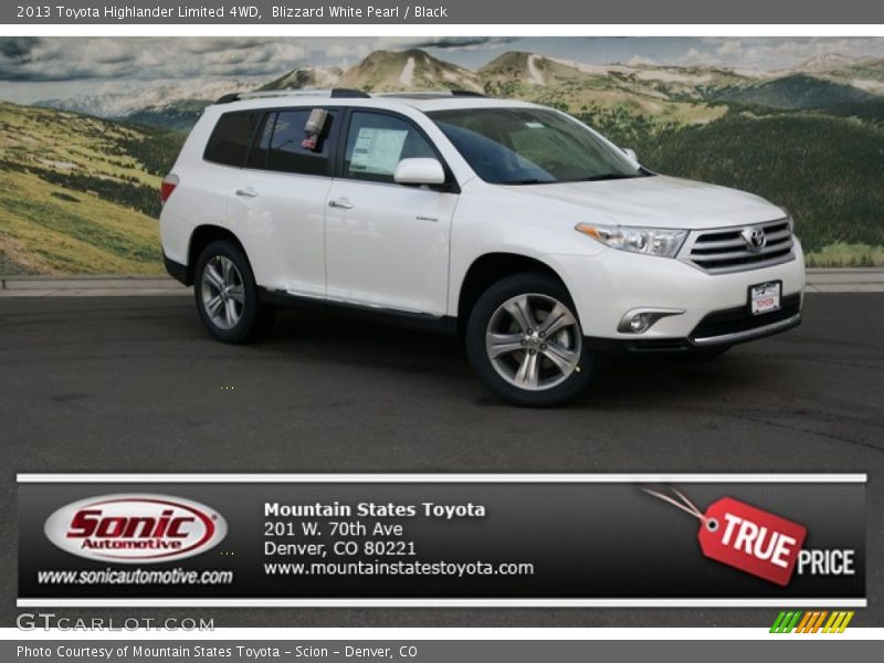Blizzard White Pearl / Black 2013 Toyota Highlander Limited 4WD