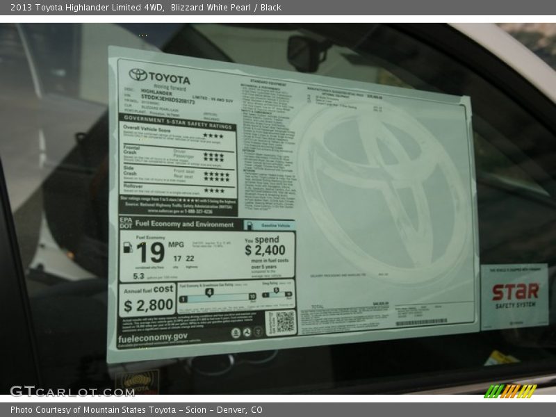 Blizzard White Pearl / Black 2013 Toyota Highlander Limited 4WD