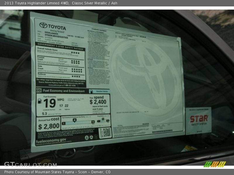 Classic Silver Metallic / Ash 2013 Toyota Highlander Limited 4WD