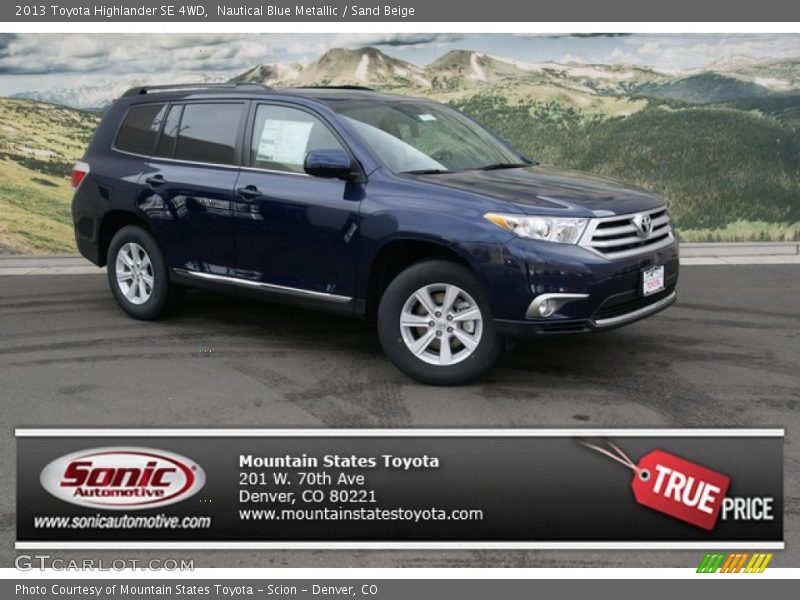 Nautical Blue Metallic / Sand Beige 2013 Toyota Highlander SE 4WD