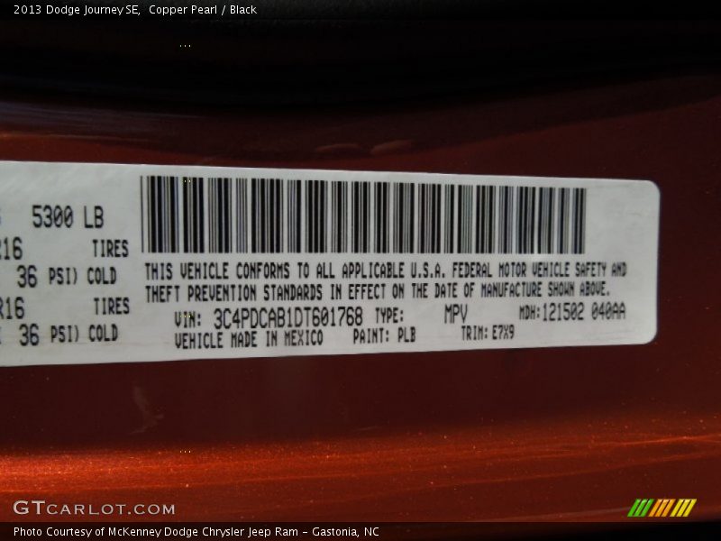 Copper Pearl / Black 2013 Dodge Journey SE
