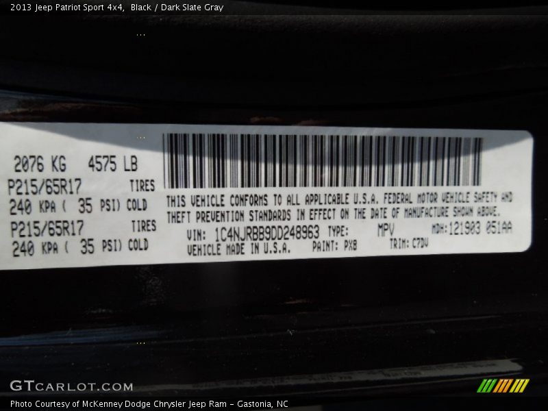 Black / Dark Slate Gray 2013 Jeep Patriot Sport 4x4