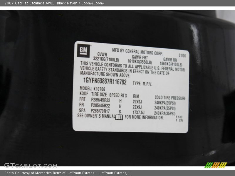 Black Raven / Ebony/Ebony 2007 Cadillac Escalade AWD